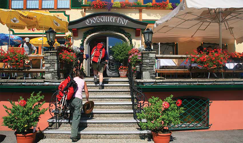 Sherpa Expeditions hikers arrive in Gosau - Austria hiking holidays