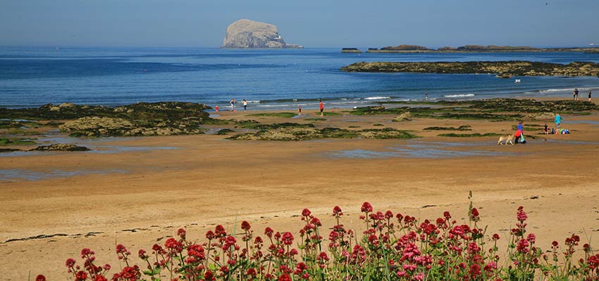 Bass Rock on John Muir Way in Scotland